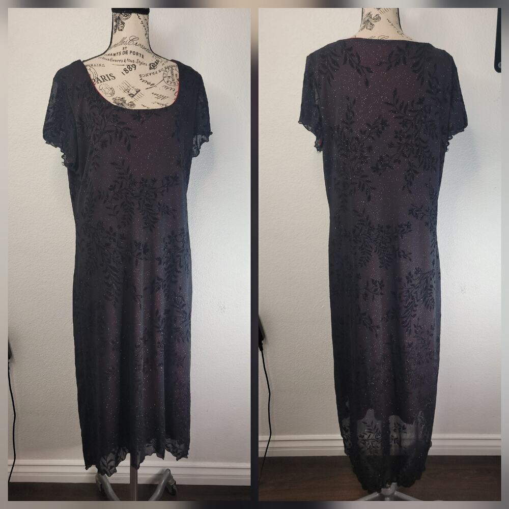 AGB Whymsigoth Dress Size 16 Asymmetrical High Low Embellished Black Red Lined